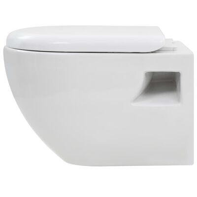 vidaXL Seinään kiinnitettävä WC ja piilotettu säiliö keramia valkoinen