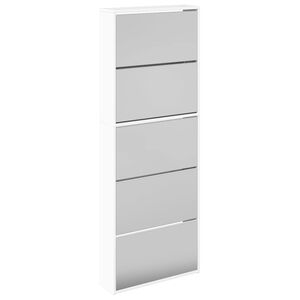 vidaXL Kenk&auml;kaappi peilill&auml; 5 tasoa korkeakiilto valk. 63x17x169,5 cm