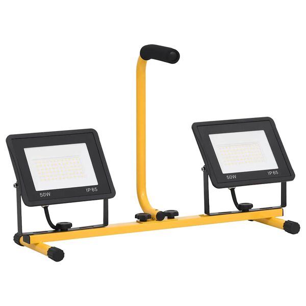 vidaXL LED-valonheitin kahvalla 2x50 W lämmin valkoinen