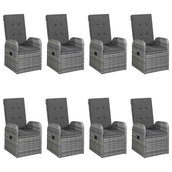 vidaXL 9-osainen Ulkoruokailuryhm&auml; harmaa