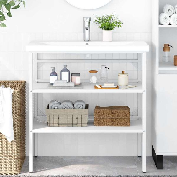 vidaXL Kylpyhuoneen pesualtaan kehys valkoinen 79x38x83 cm rauta