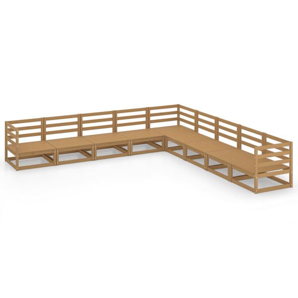 vidaXL 9-osainen puutarhasohvasarja hunajanruskea t&auml;ysi m&auml;nty