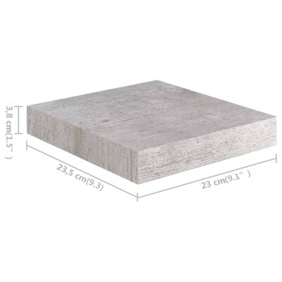 vidaXL Kelluvat seinähyllyt 4 kpl betoninharmaa 23x23,5x3,8 cm MDF
