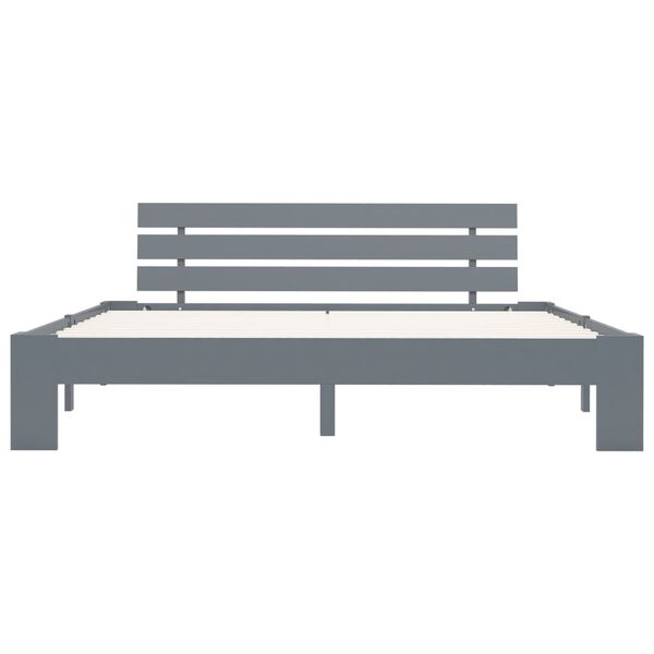 vidaXL Sängynrunko päätylevyllä harmaa 160x200 cm täysi mänty