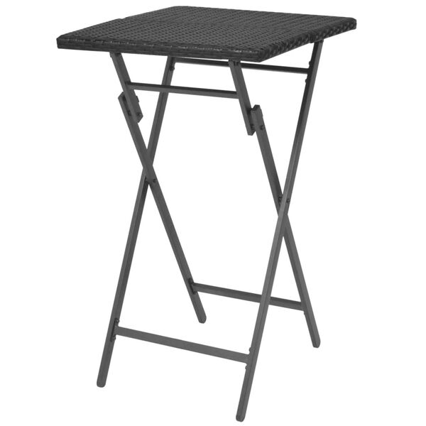 vidaXL 5-osainen Kokoontaittuva Ulkoruokailuryhm&auml; polyrottinki musta