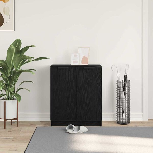 vidaXL Kenkäkaappi hyllyllä Musta tammi. 59 x 35 x 70 cm Tekninen puu