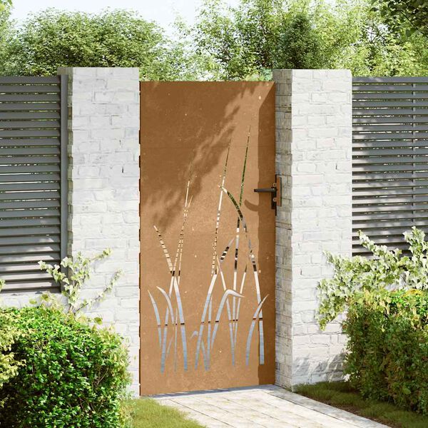 vidaXL Puutarhaportti 85x175 cm corten ter&auml;s ruohokuvio
