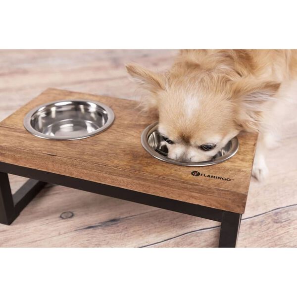 FLAMINGO Lemmikin jalallinen tuplaruokakuppiteline Tommy 2x1600 ml
