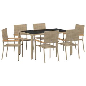 vidaXL Piharuokailu setti 7 kpl Beige polyrottinki