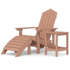 vidaXL Adirondack puutarhatuoli jalkatuella ja p&ouml;yd&auml;ll&auml; HDPE ruskea
