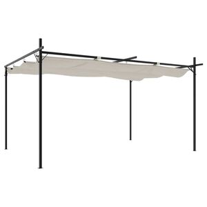 vidaXL Pergola sis&auml;&auml;nvedett&auml;v&auml; katto kerma 395x292x230 cm