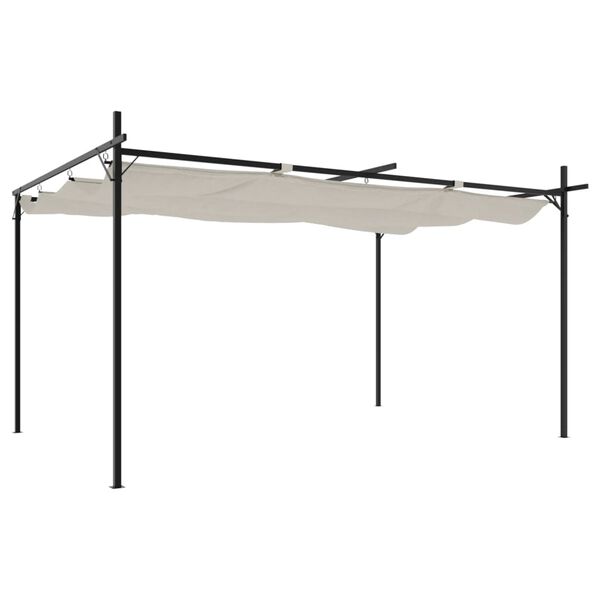 vidaXL Pergola sisäänvedettävä katto kerma 395x292x230 cm