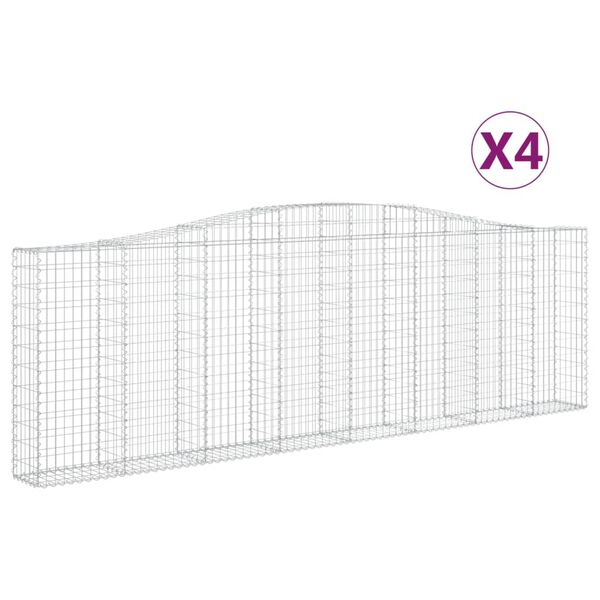 vidaXL Kaarevat kivikorit 4 kpl 400x30x120/140 cm galvanoitu rauta