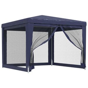 vidaXL Juhlateltta 4 verkkosivusein&auml;&auml; sininen 3x3 m HDPE