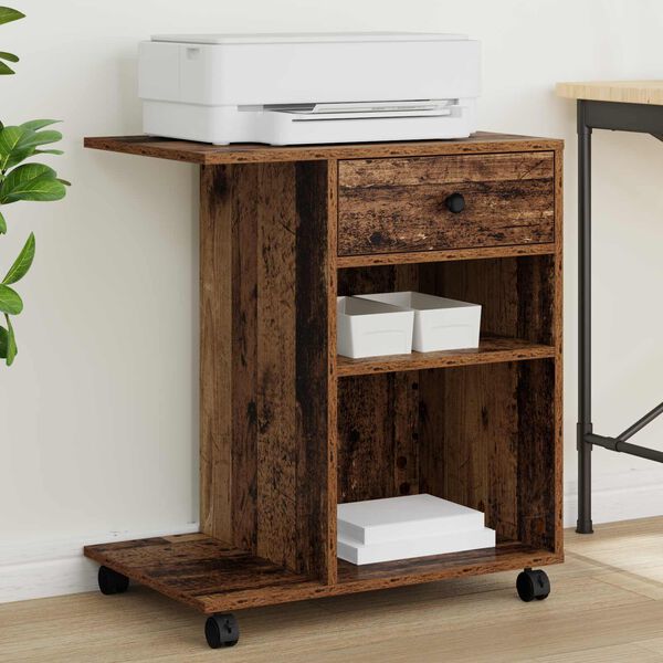 vidaXL Tulostinpidike Vanha puu 60 x 40 x 68.5 cm Tekninen puu