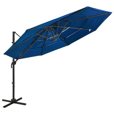 vidaXL 4-tasoinen aurinkovarjo alumiinitanko taivaansininen 3x3 m