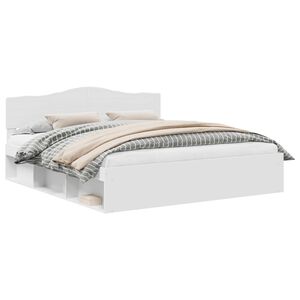 vidaXL S&auml;ngyn runko p&auml;&auml;tyll&auml; Valkoinen 200 x 200 cm Massiivinen m&auml;nty