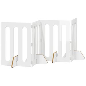 vidaXL Taitettava lemmikkitarha 4 pcs Kiilt&auml;v&auml; Valkoinen K&auml;sitelty puu