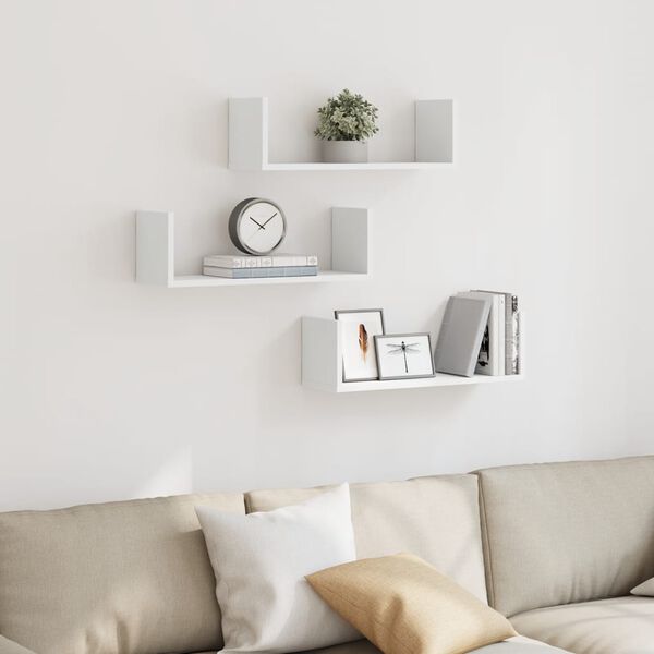 vidaXL Seinähyllyt 3 kpl valkoinen 58x18x18 cm tekninen puu