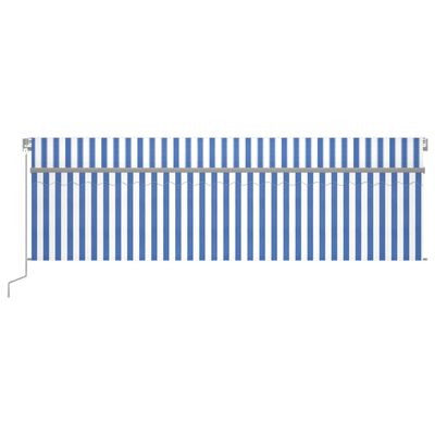 vidaXL Manuaalisesti kelattava markiisi verhoilla 5x3 m sinivalkoinen