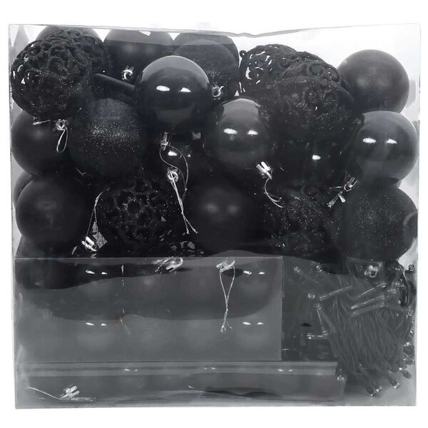 vidaXL Joulukoristeen setti 300 LED-valoilla 120 pcs Musta Muovi