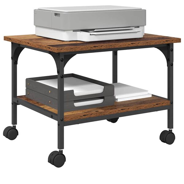 vidaXL Tulostinpidike Vanha Puu 50 x 40 x 38 cm Tekninen puu