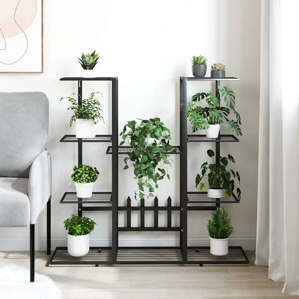 vidaXL Kukkateline 94,5x25x89 cm musta rauta