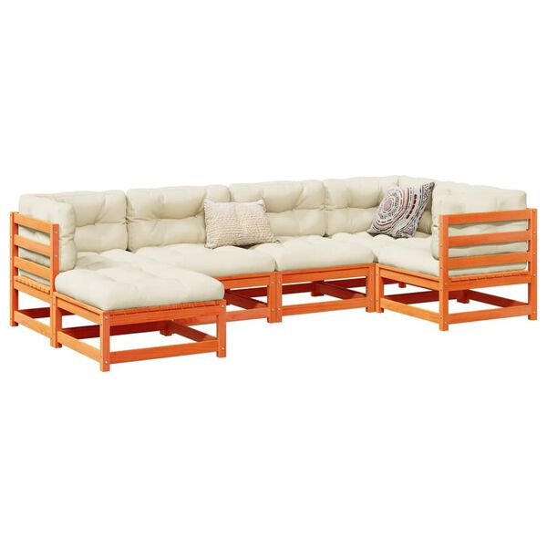 vidaXL 6-osainen Ulkosohvasarja vahanruskea t&auml;ysi m&auml;nty