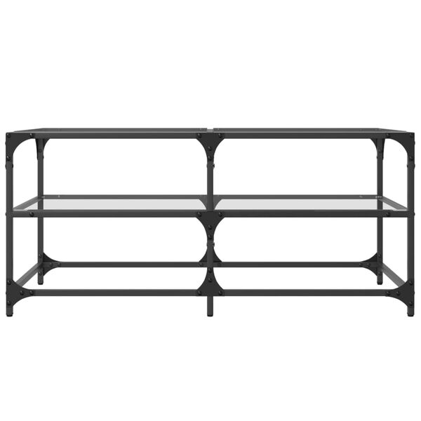vidaXL Sohvapöytä läpinäkyvä lasinen pöytälevy 98,5x50x45 cm teräs