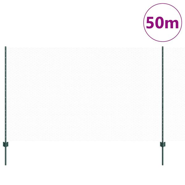 vidaXL Aita ja Tuki Vihre&auml; 1,4 x 50 m Ter&auml;st&auml; ja PVC:t&auml;