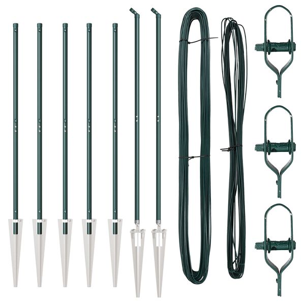 vidaXL Aidan pylväät 7 pcs Vihreä Ø32mm 180 cm Galvanoitu teräs