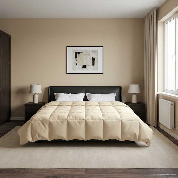 vidaXL Koko Vuoden Peitto Quiltottu Kerma 200 x 200 cm Mikrokuitu