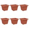 vidaXL Neli&ouml; Kukkaruukku 6 pcs Tiilenpunainen 43 x 43 x 33,5 cm Muovi