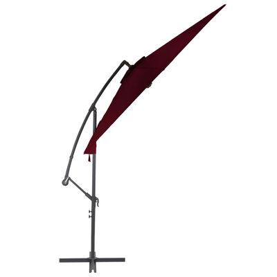 vidaXL Riippuva aurinkovarjo alumiinipylväällä viininpunainen 300 cm
