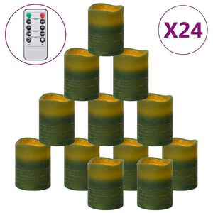 vidaXL Liekitt&ouml;m&auml;t LED-kynttil&auml;t 24 kpl kaukos&auml;&auml;din l&auml;mmin valkoinen