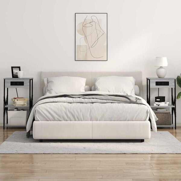 vidaXL Y&ouml;p&ouml;yt&auml;kaappi Harmaa Sonoma 41 x 31 x 76 cm Tekninen puu