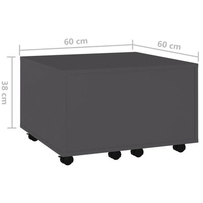vidaXL Sohvapöytä harmaa 60x60x38 cm lastulevy