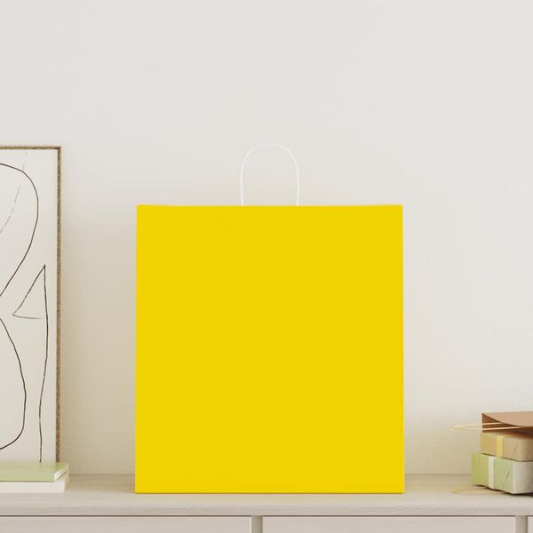 vidaXL Paperikassit 50 kpl kahvoilla keltainen 45x17x48 cm