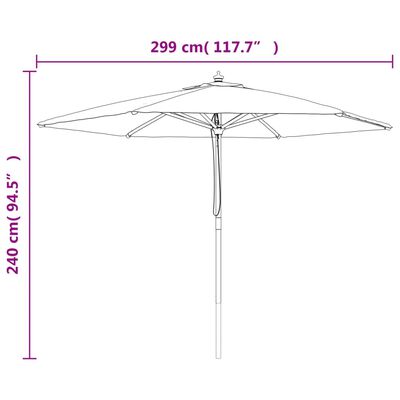 vidaXL Puutarhan aurinkovarjo puutolppa vihreä 299x240 cm