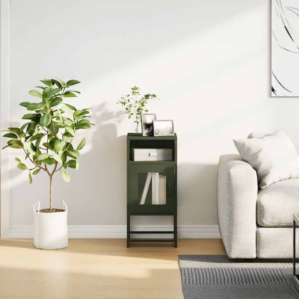 vidaXL yöpöytäkaappi oliivinvihreä 36x39x78 cm kylmävalssattua terästä