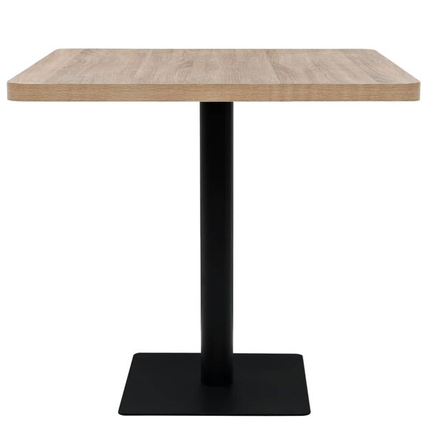 vidaXL Bistropöytä MDF ja teräs neliö 80x80x75 cm tammenvärinen