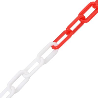vidaXL Varoitusketju punainen ja valkoinen 100 m Ø4 mm muovi