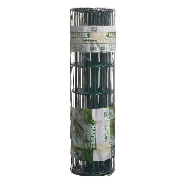Nature Metalliverkko suorakaide 0,6x10 m muovip&auml;&auml;llyste ter&auml;s vihre&auml;