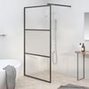 vidaXL Walk-in suihkusein&auml;ke 115x195 cm puolihuurrettu ESG-lasi musta