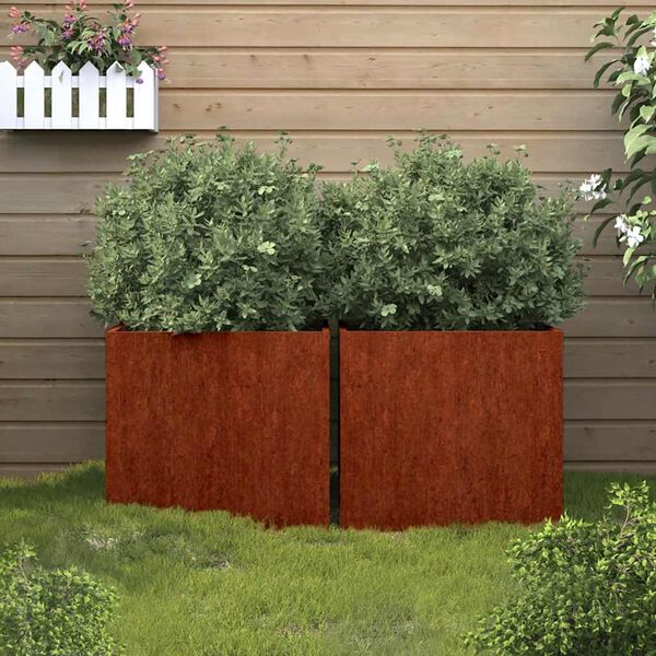 vidaXL Kukkalaatikot 2 kpl 49x47x46 cm Corten ter&auml;s