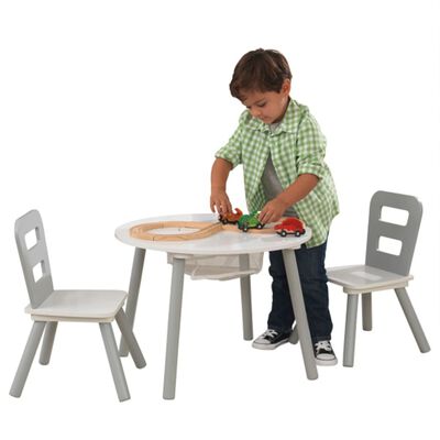 KidKraft Lasten säilytyspöytä ja tuolisarja harmaa täysi puu 26166