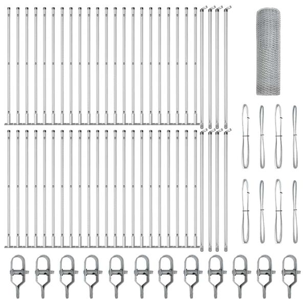 vidaXL Aita paalujen kanssa Hopea 0.4 x 100 m