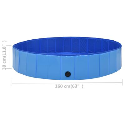 vidaXL Kokoontaitettava koiran uima-allas sininen 160x30 cm PVC