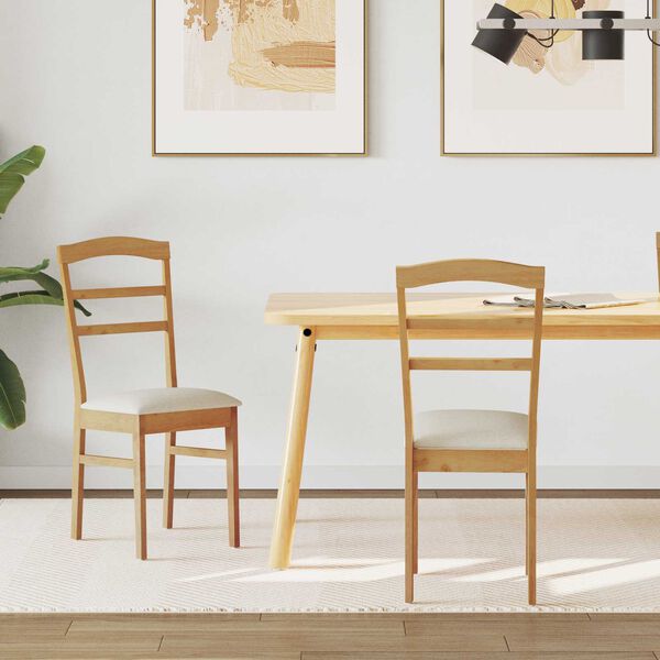 vidaXL Ruokatuoli 2 pcs Luonnollinen ja vaalea Kest&auml;v&auml; Kumipuinen