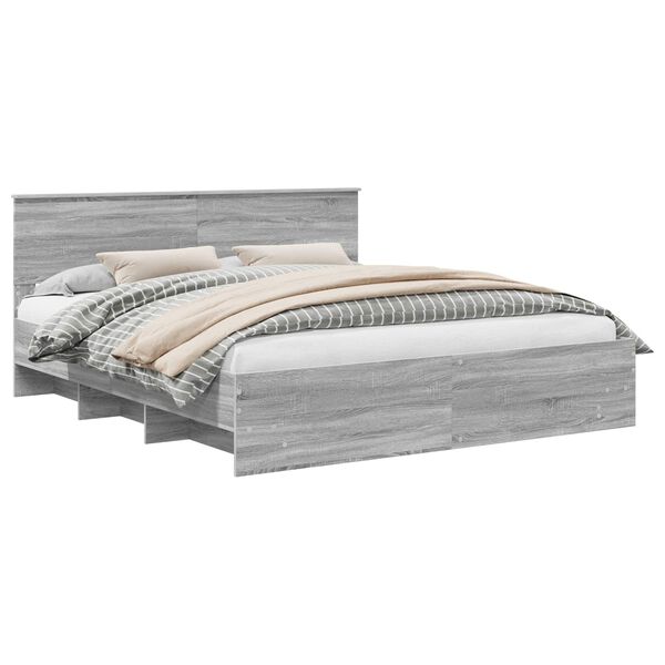 vidaXL S&auml;ngyn runko p&auml;&auml;tyll&auml; Harmaa Sonoma 200 x 200 cm Tekninen puu